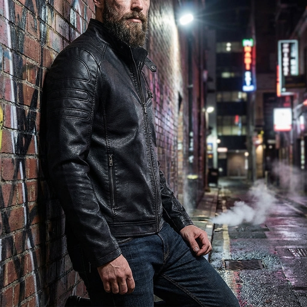 FRANK™ | Moto-inspireret jakke med lynlås til mænd