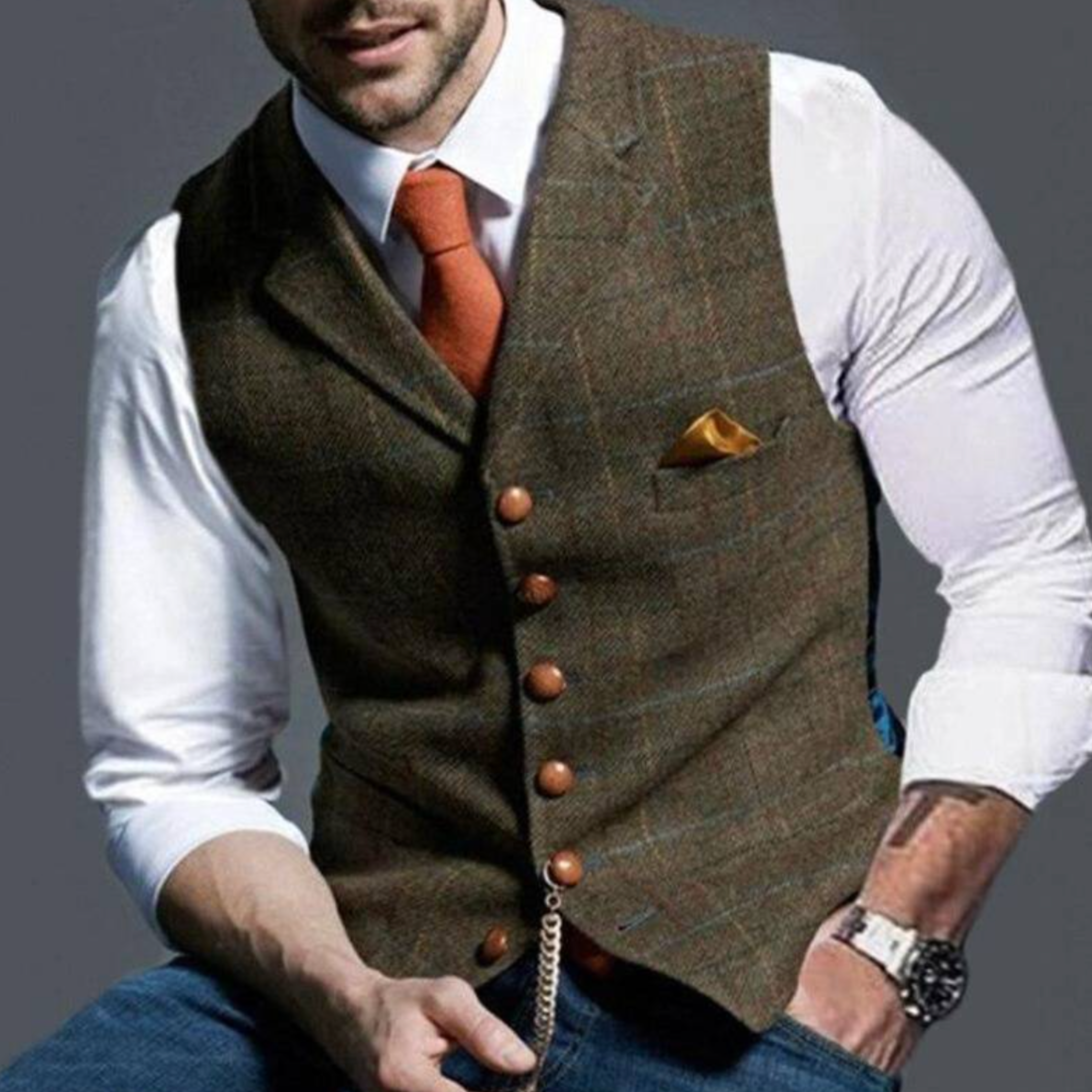 FRANK™ | Slim fit-vest med knapper til mænd