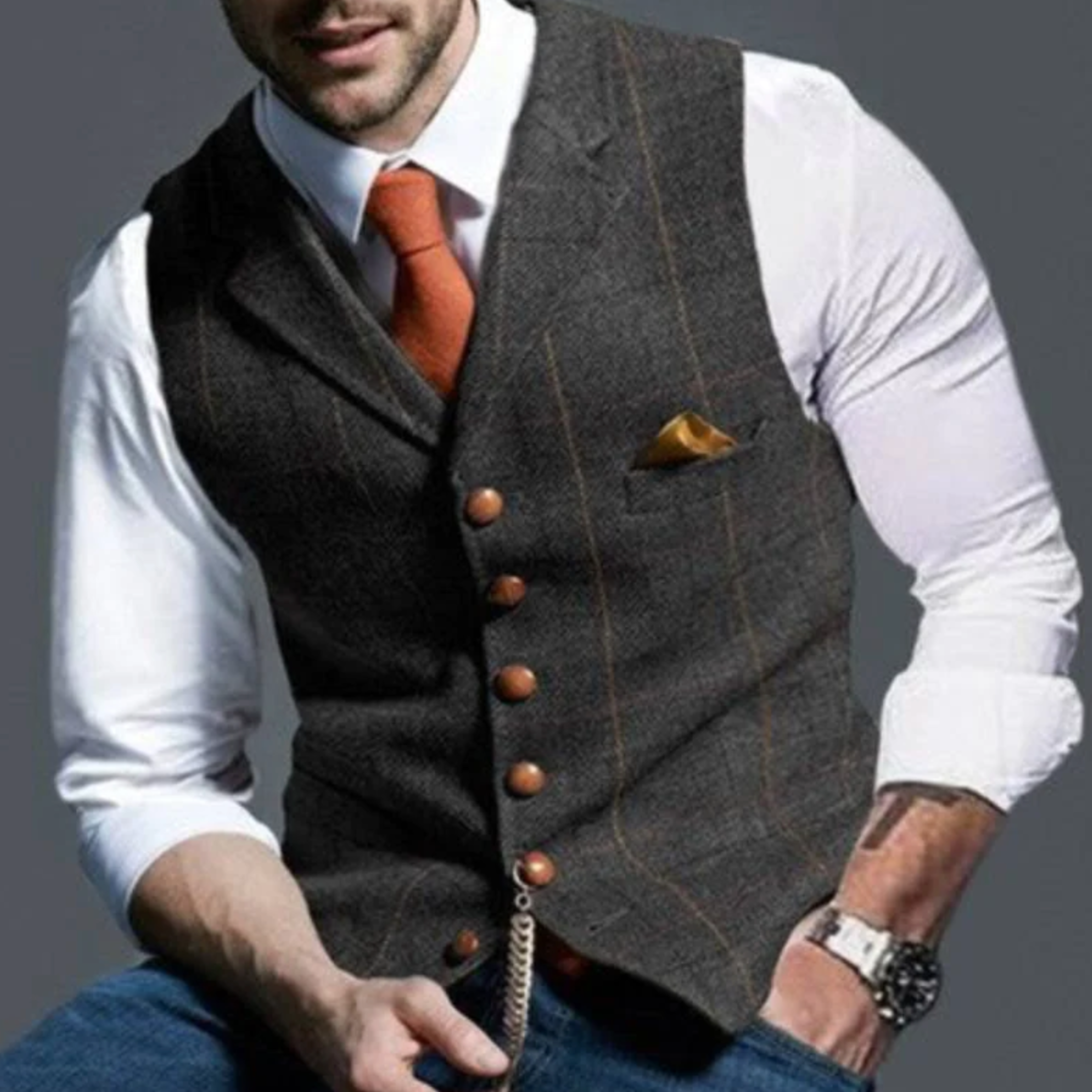 FRANK™ | Slim fit-vest med knapper til mænd