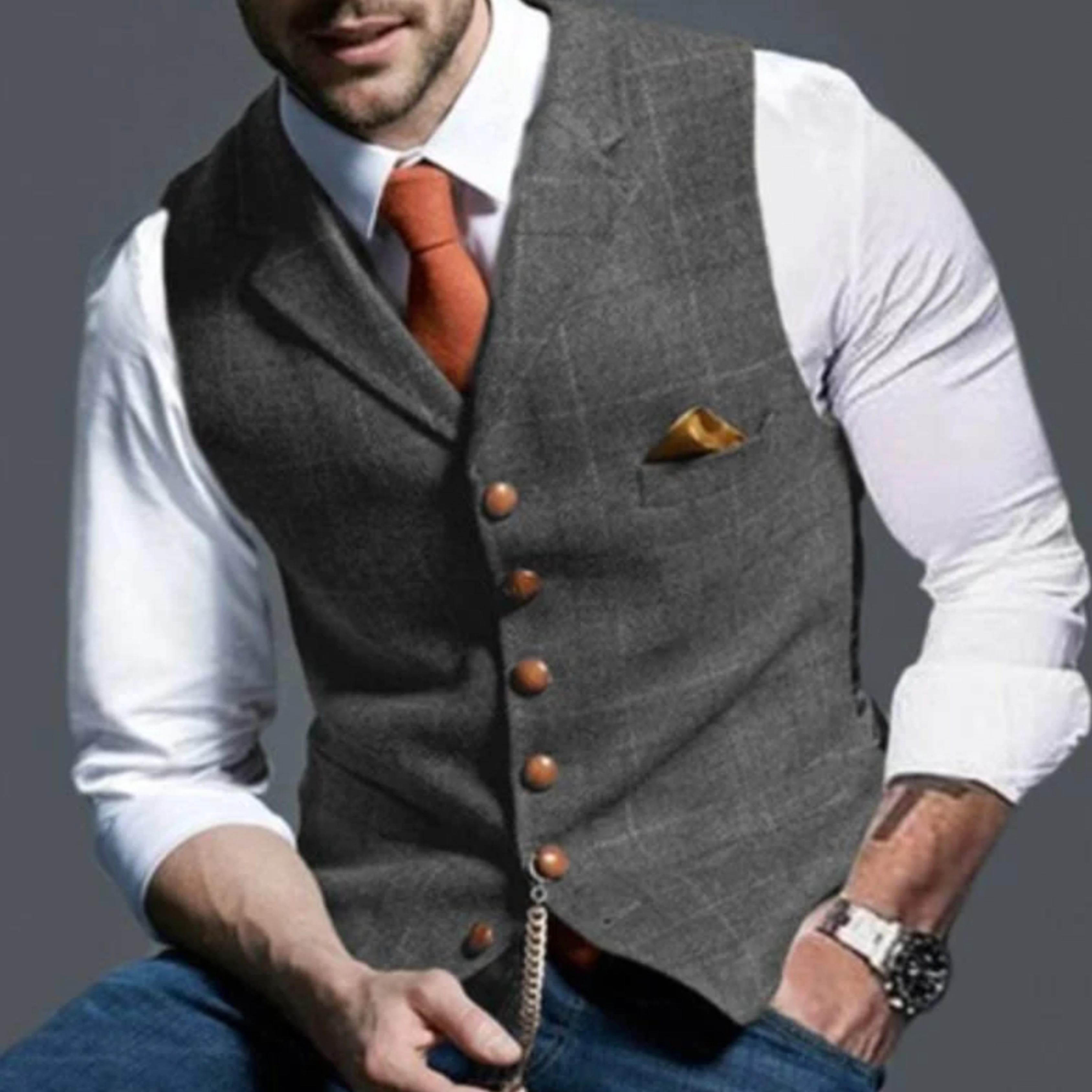 FRANK™ | Slim fit-vest med knapper til mænd