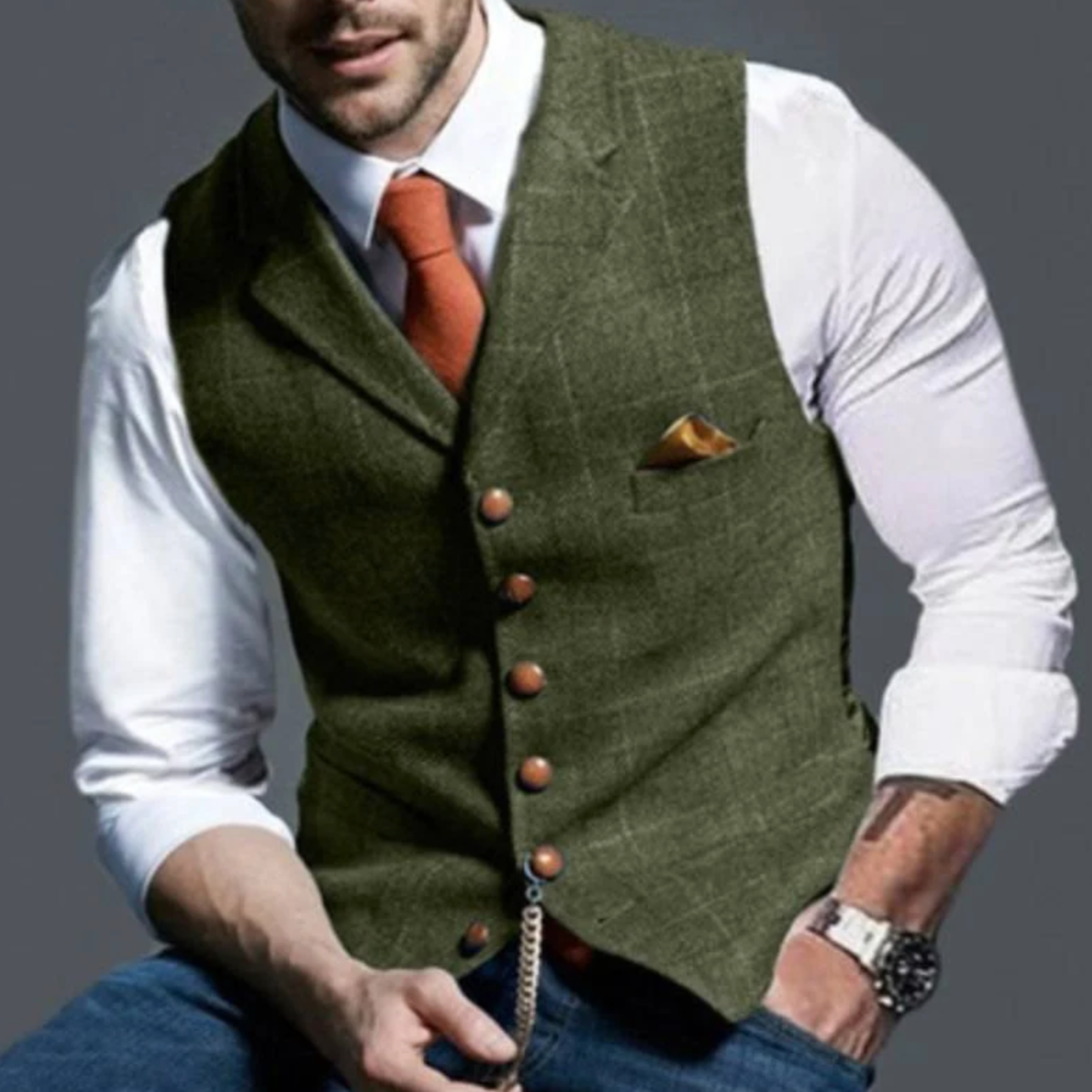 FRANK™ | Slim fit-vest med knapper til mænd