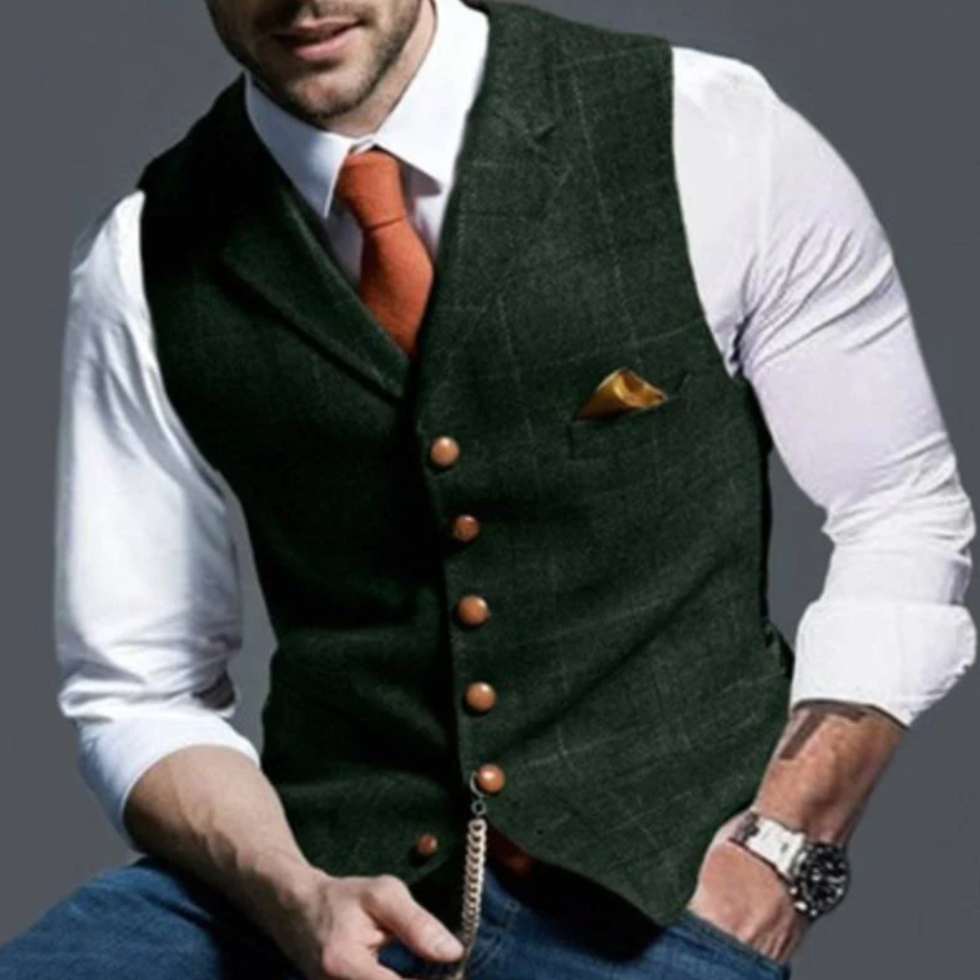 FRANK™ | Slim fit-vest med knapper til mænd