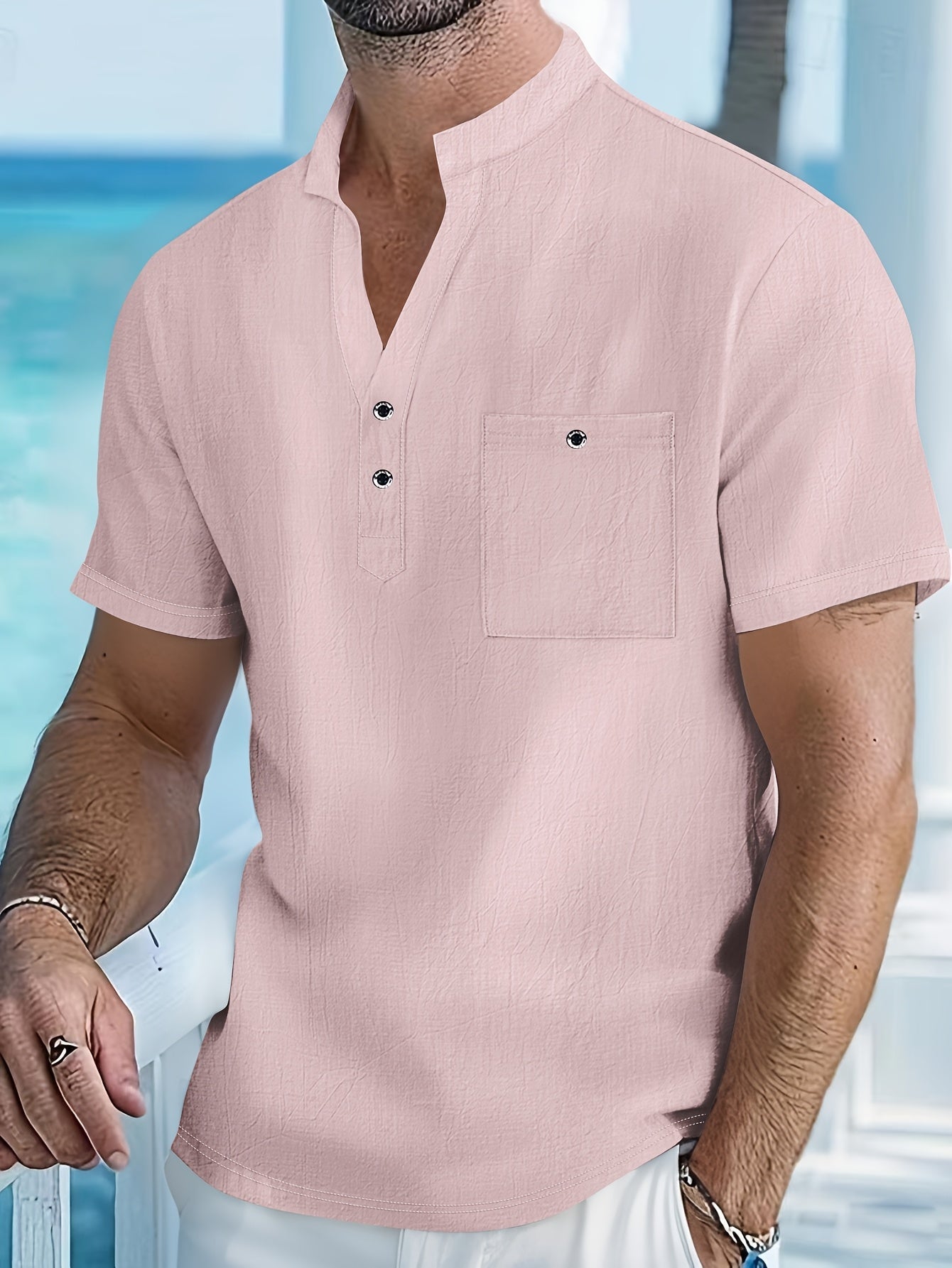 FRANK™ | Henley-skjorte i hør til mænd