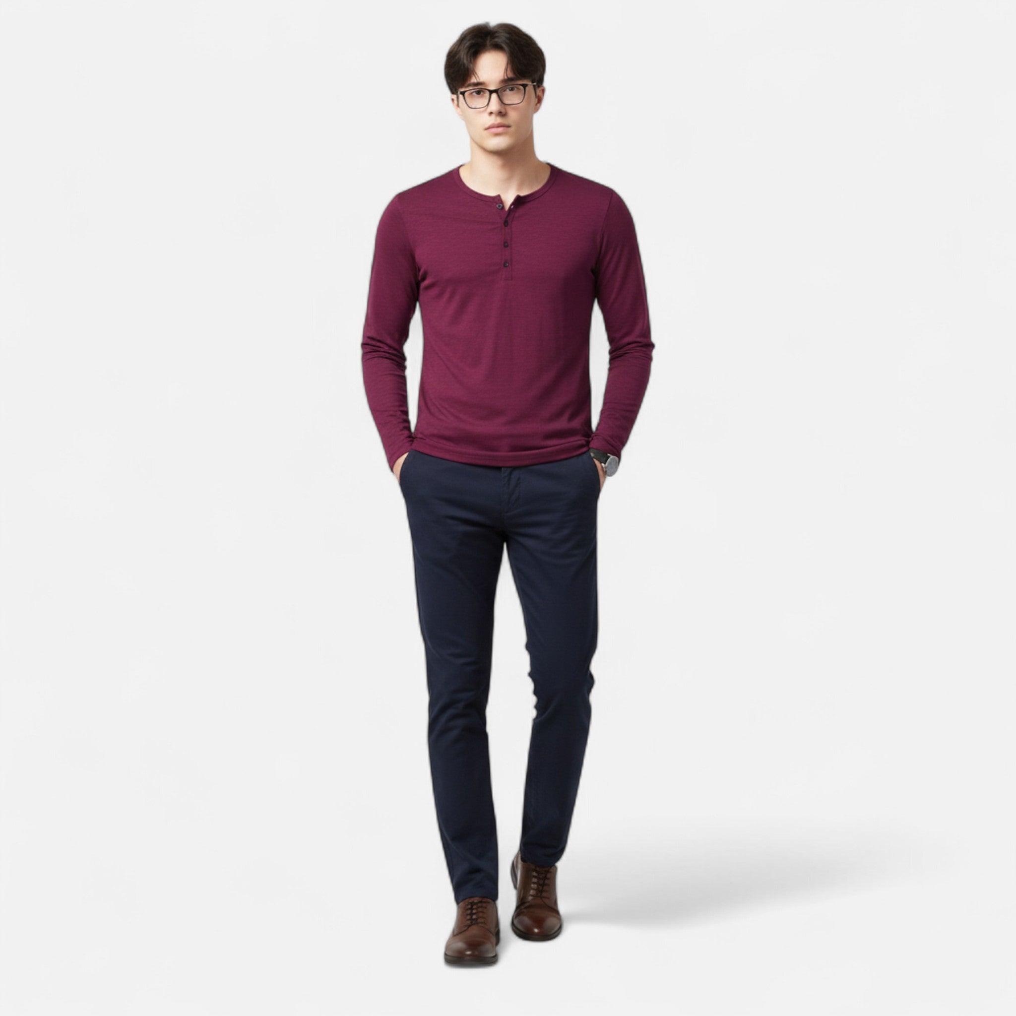 FRANK™ | Langærmet bomuldsbluse til mænd