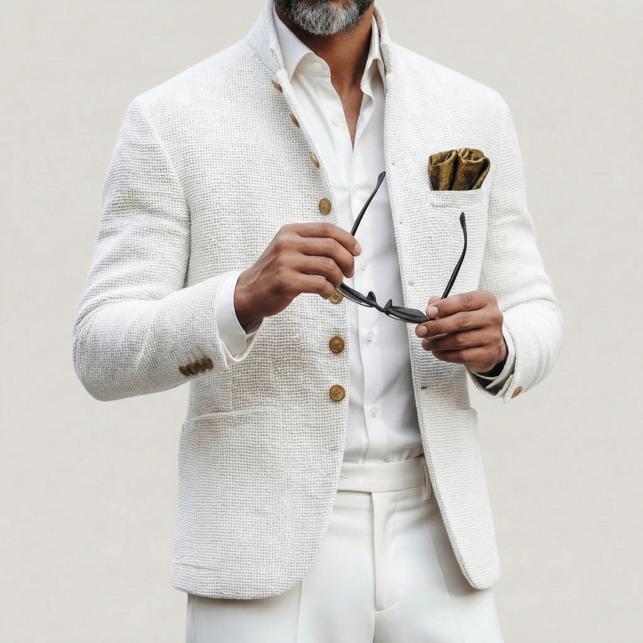FRANK™ | Strikket blazer til mænd med guldknapper