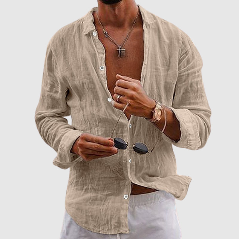 FRANK™ | Linnedskjorte med knapper ned ad fronten