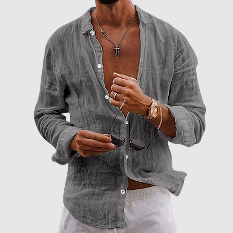 FRANK™ | Linnedskjorte med knapper ned ad fronten