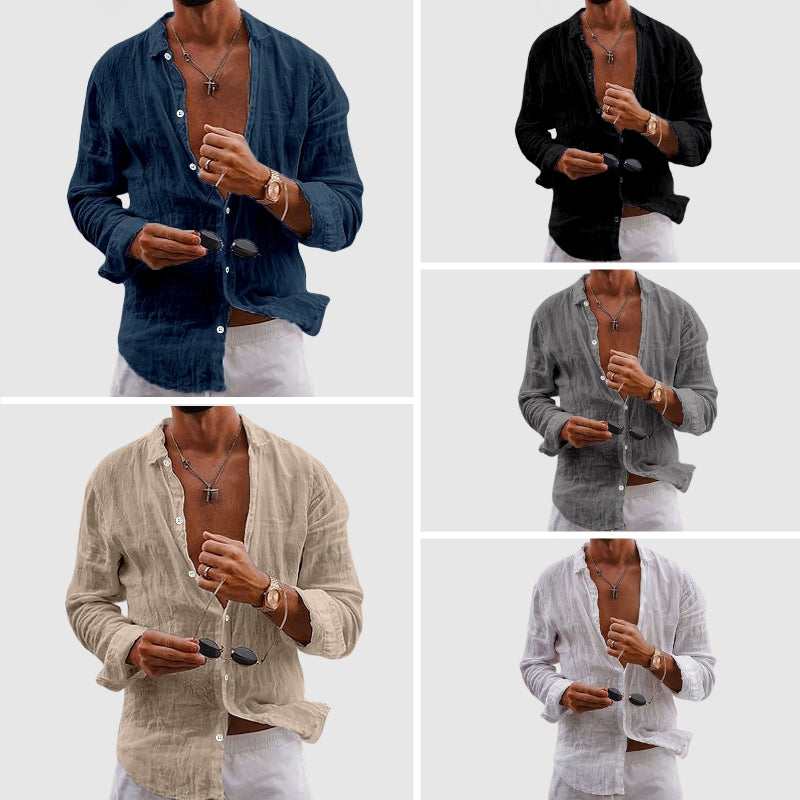 FRANK™ | Linnedskjorte med knapper ned ad fronten