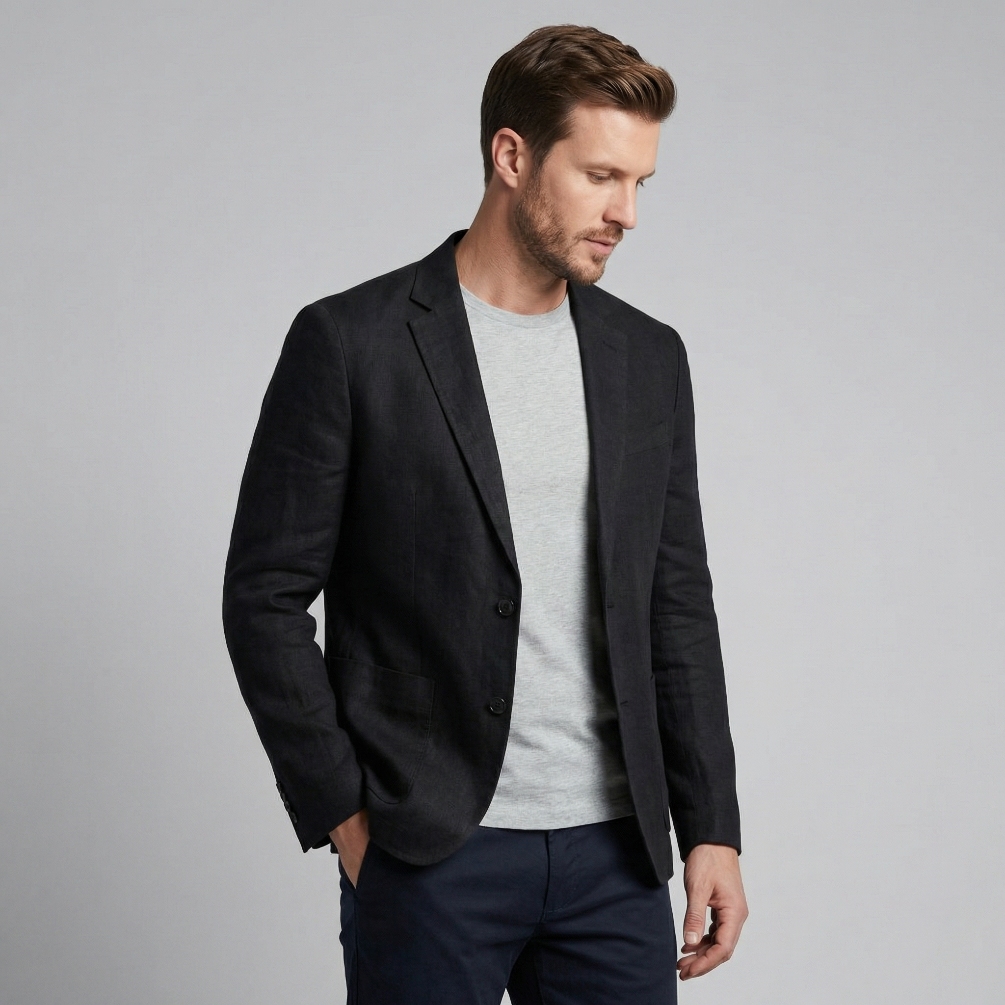 FRANK™ | Herreblazer i hør med to knapper