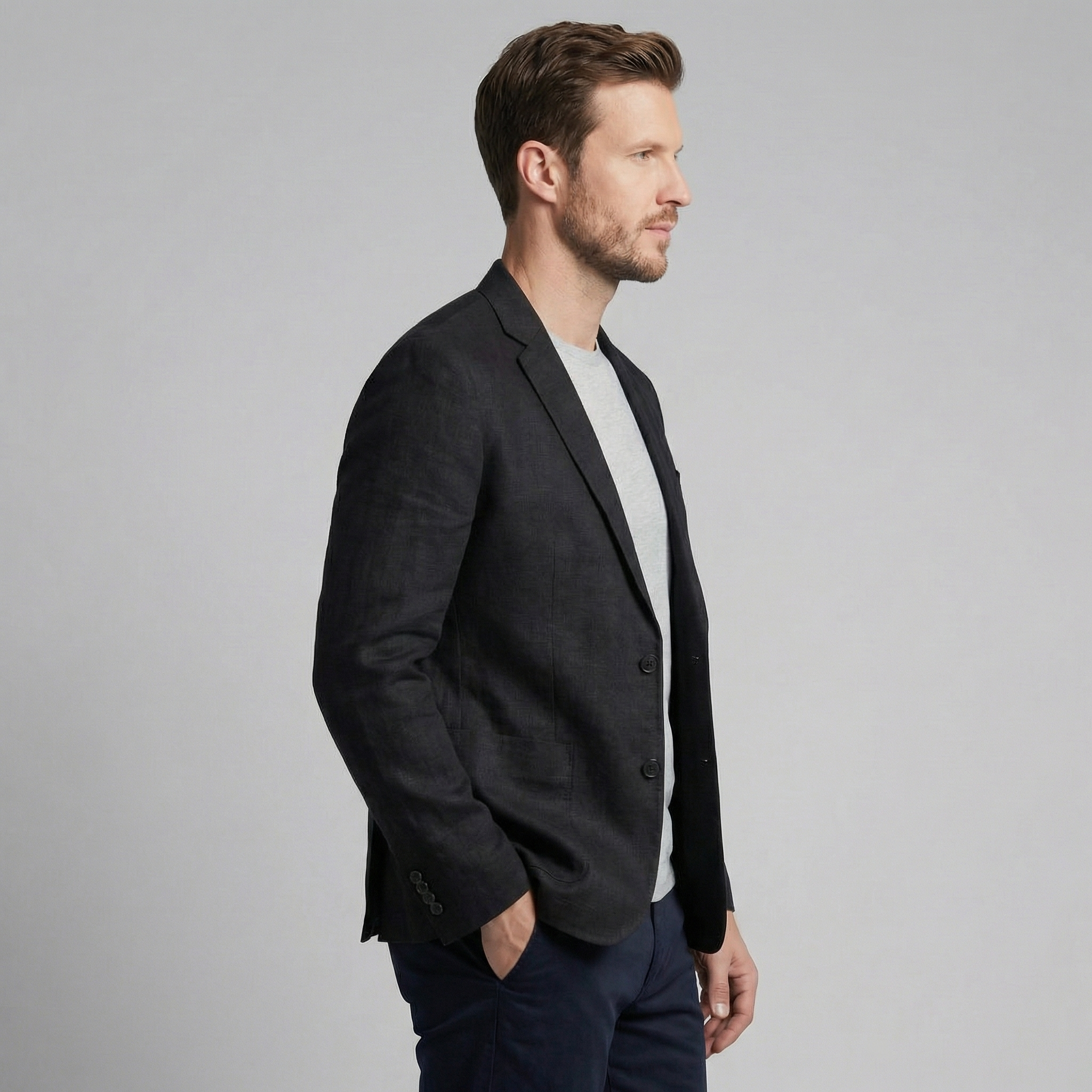 FRANK™ | Herreblazer i hør med to knapper