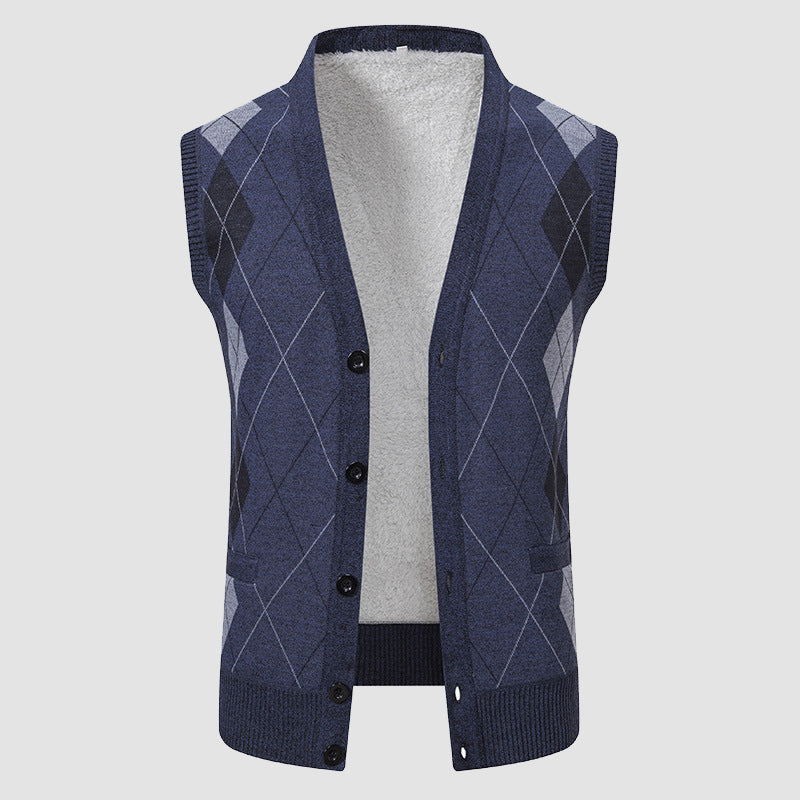 FRANK™ | Herrevest med diamantstrik og foring