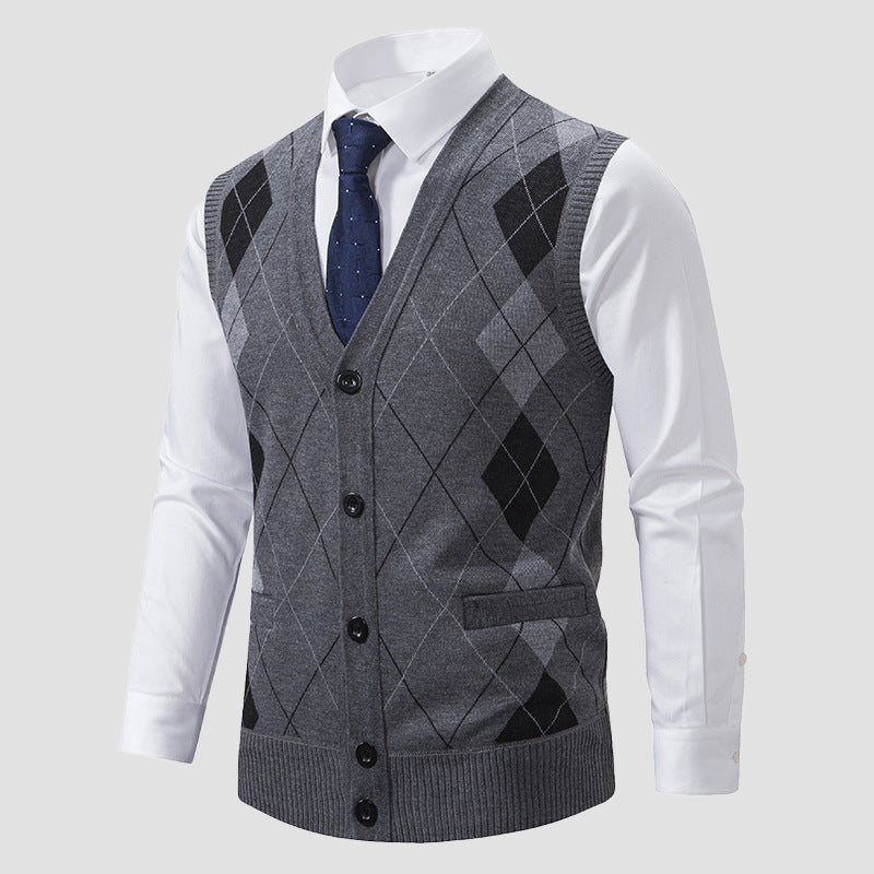 FRANK™ | Herrevest med diamantstrik og foring