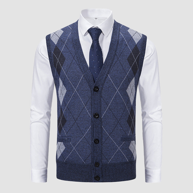 FRANK™ | Herrevest med diamantstrik og foring