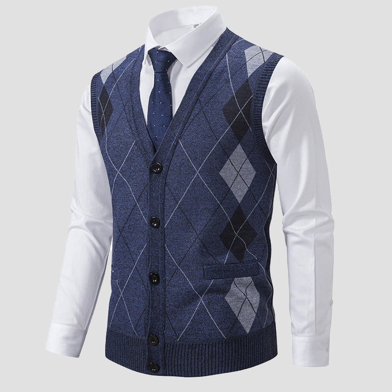 FRANK™ | Herrevest med diamantstrik og foring