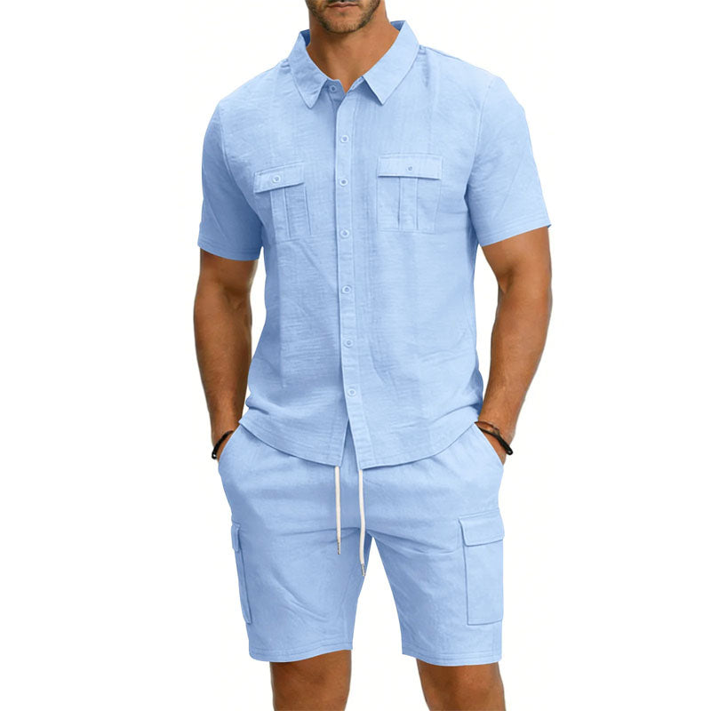 FRANK™ | Sæt med herreshorts og skjorte med praktiske lommer