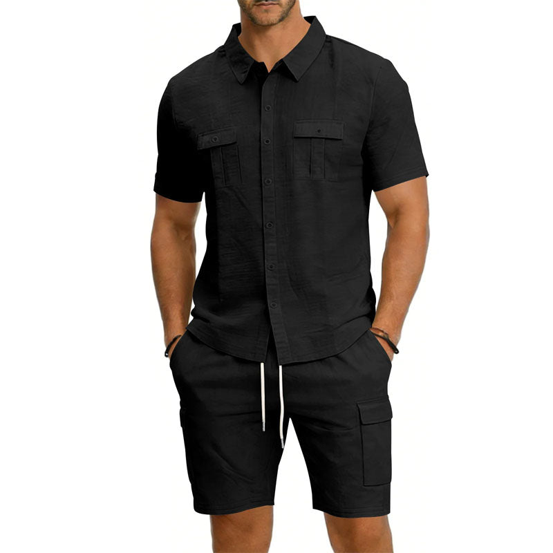 FRANK™ | Sæt med herreshorts og skjorte med praktiske lommer
