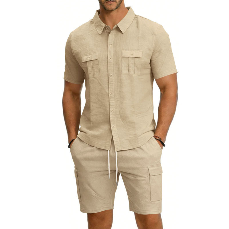 FRANK™ | Sæt med herreshorts og skjorte med praktiske lommer