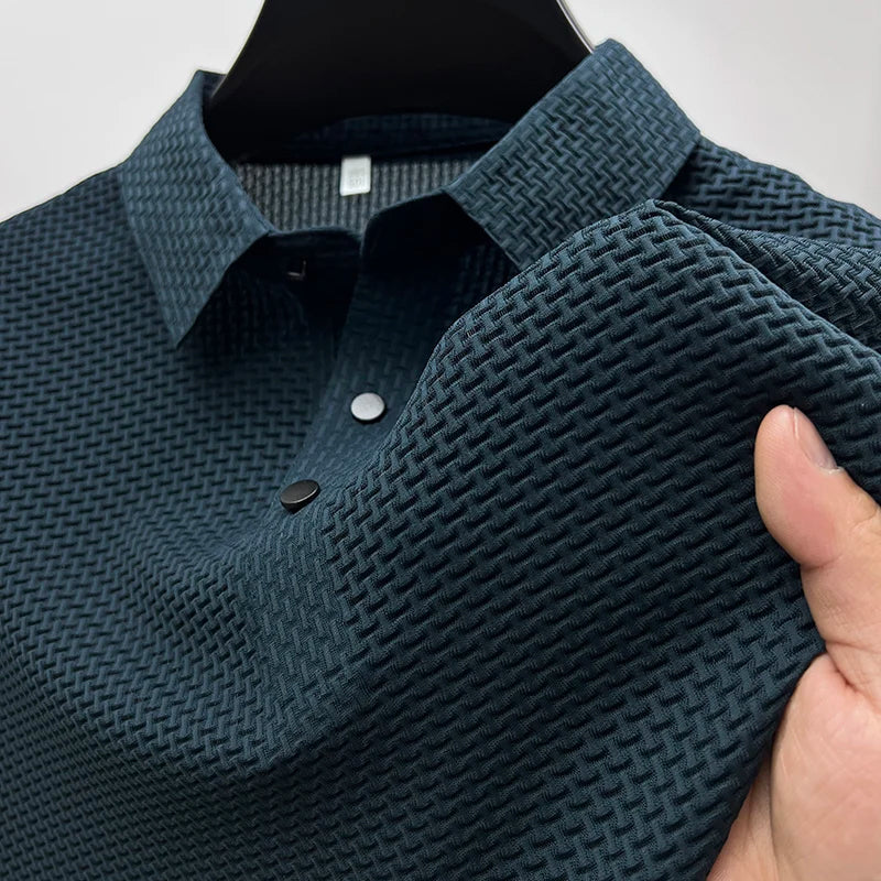 FRANK™ | Strikket polyester-poloskjorte til mænd