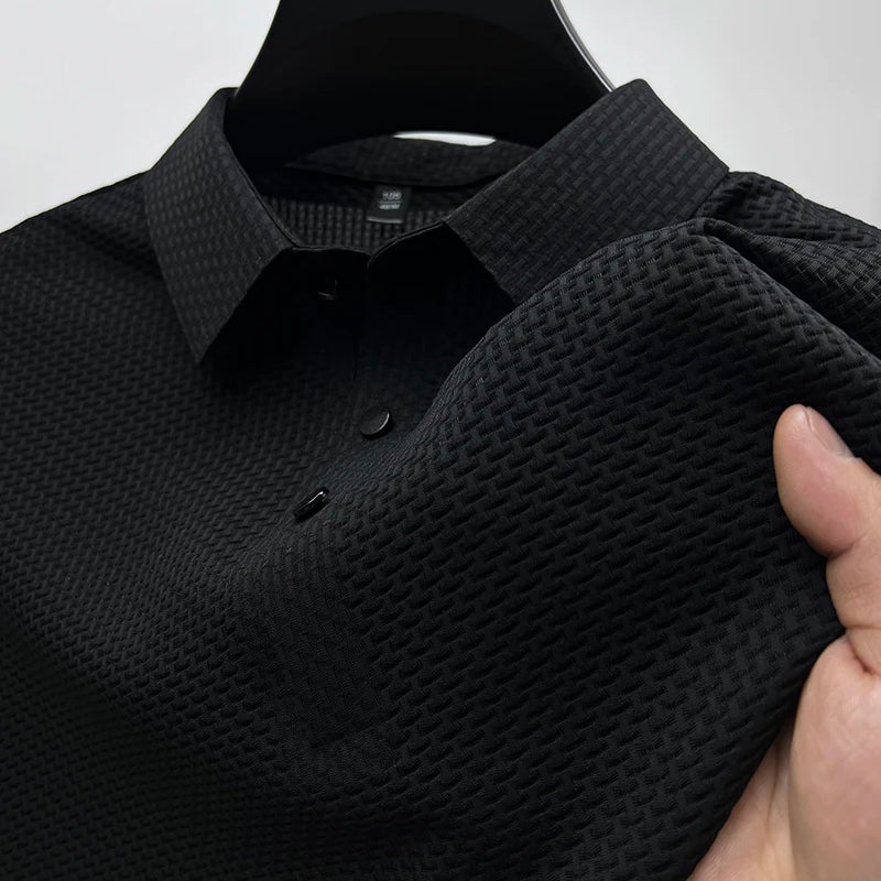 FRANK™ | Strikket polyester-poloskjorte til mænd