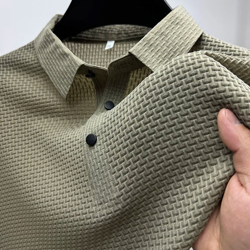 FRANK™ | Strikket polyester-poloskjorte til mænd