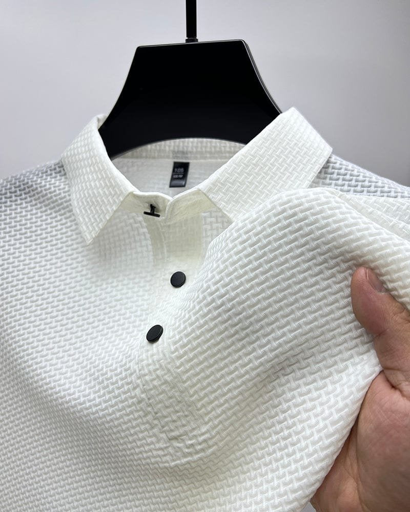 FRANK™ | Polo-shirt til mænd i strik med knaplukning
